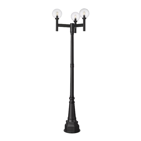 Z-Lite Laurent 3 Light Outdoor Post Mount Fixture, 30in. W x 100in. H, Black 599MP3-564P-BK - main
